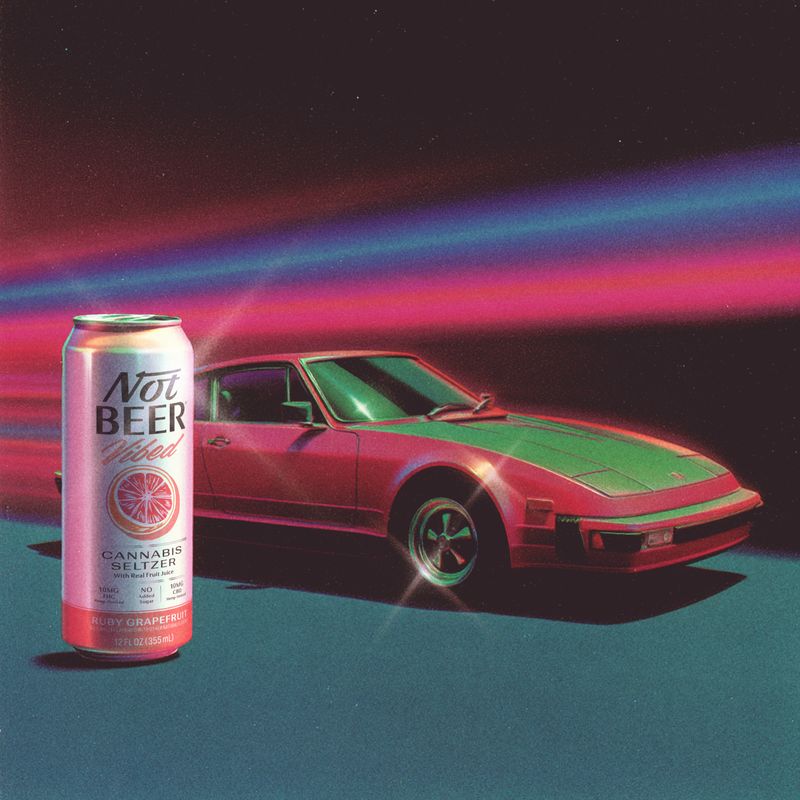 Vibed can on a table outdoors